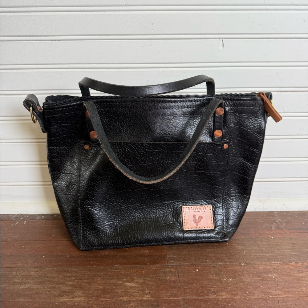 Black Crossbody Bag with Glossy Leather Finish